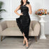 Women Clothing Oblique Shoulder Sequin Model Split Pleated Lace Dress by Ragazza