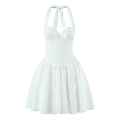 Women Clothing Boning Corset Steel Bracket Halter Mesh Camisole Dress by Ragazza