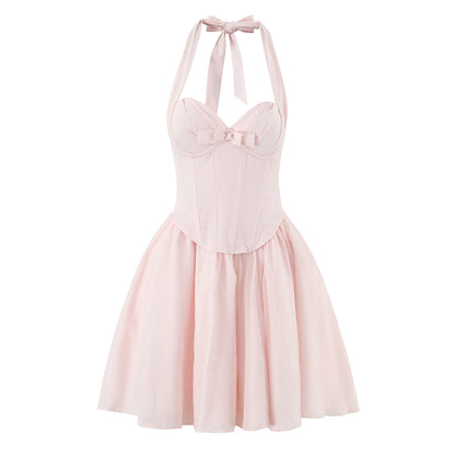 Women Clothing Boning Corset Steel Bracket Halter Mesh Camisole Dress by Ragazza