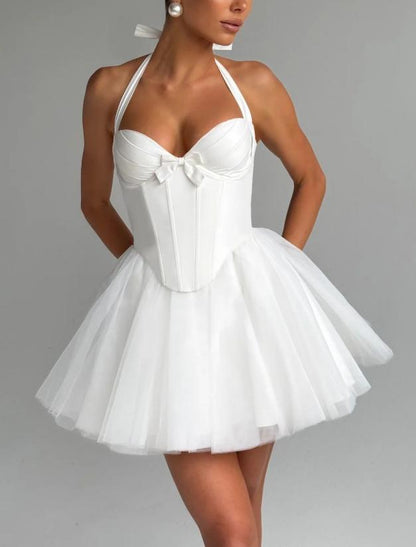 Women Clothing Boning Corset Steel Bracket Halter Mesh Camisole Dress by Ragazza