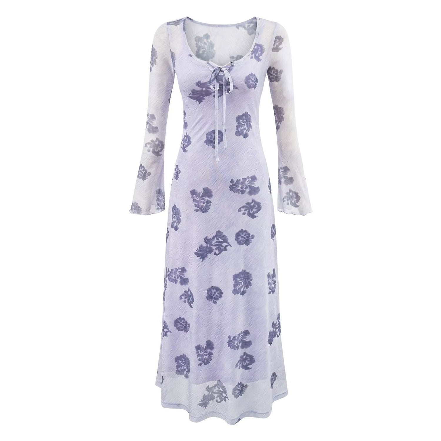 Winter Young Elegant Formal Dress Retro Printed Square Collar Slim Dress by Ragazza
