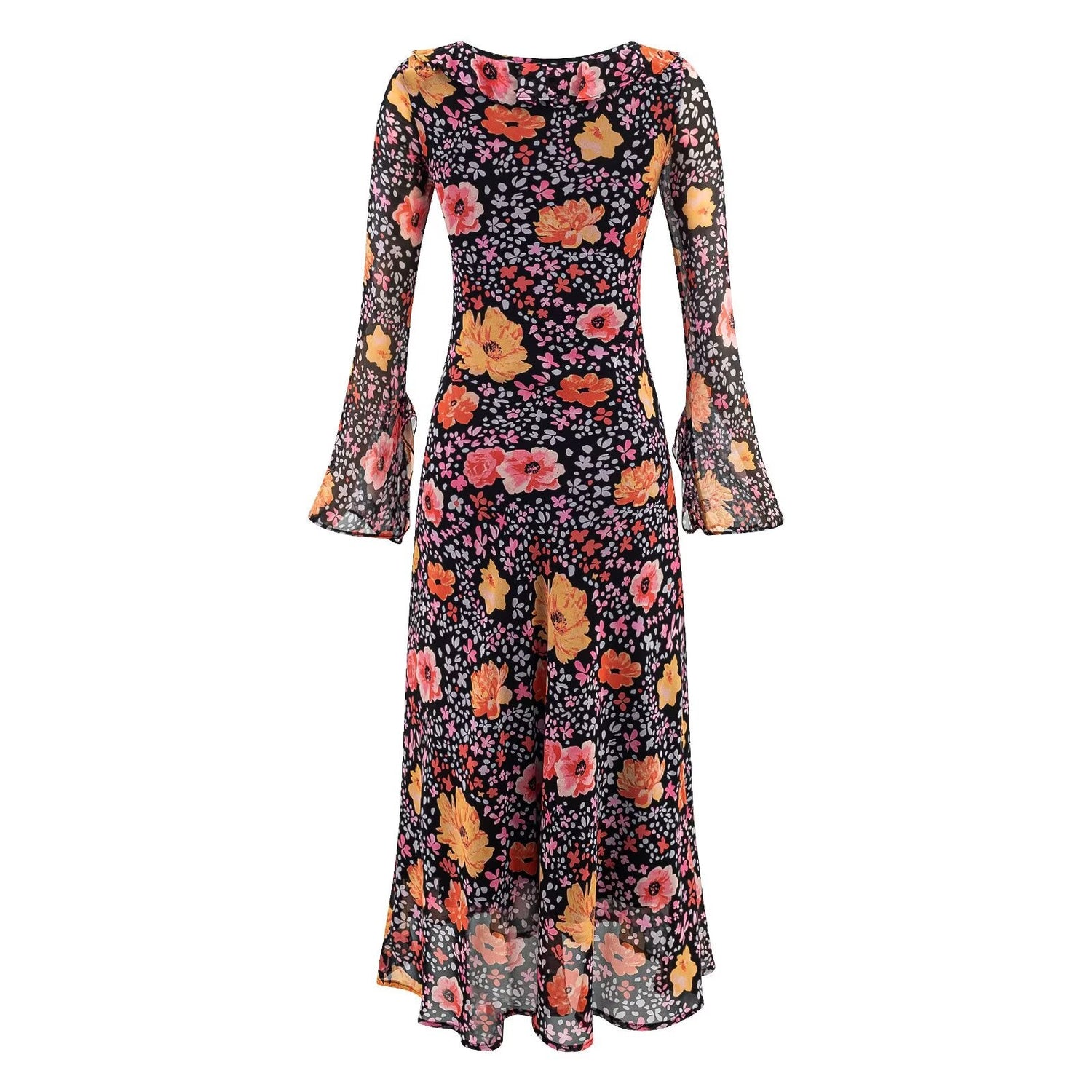 Autumn Women Long Sleeved Printed Midi Dress by Ragazza