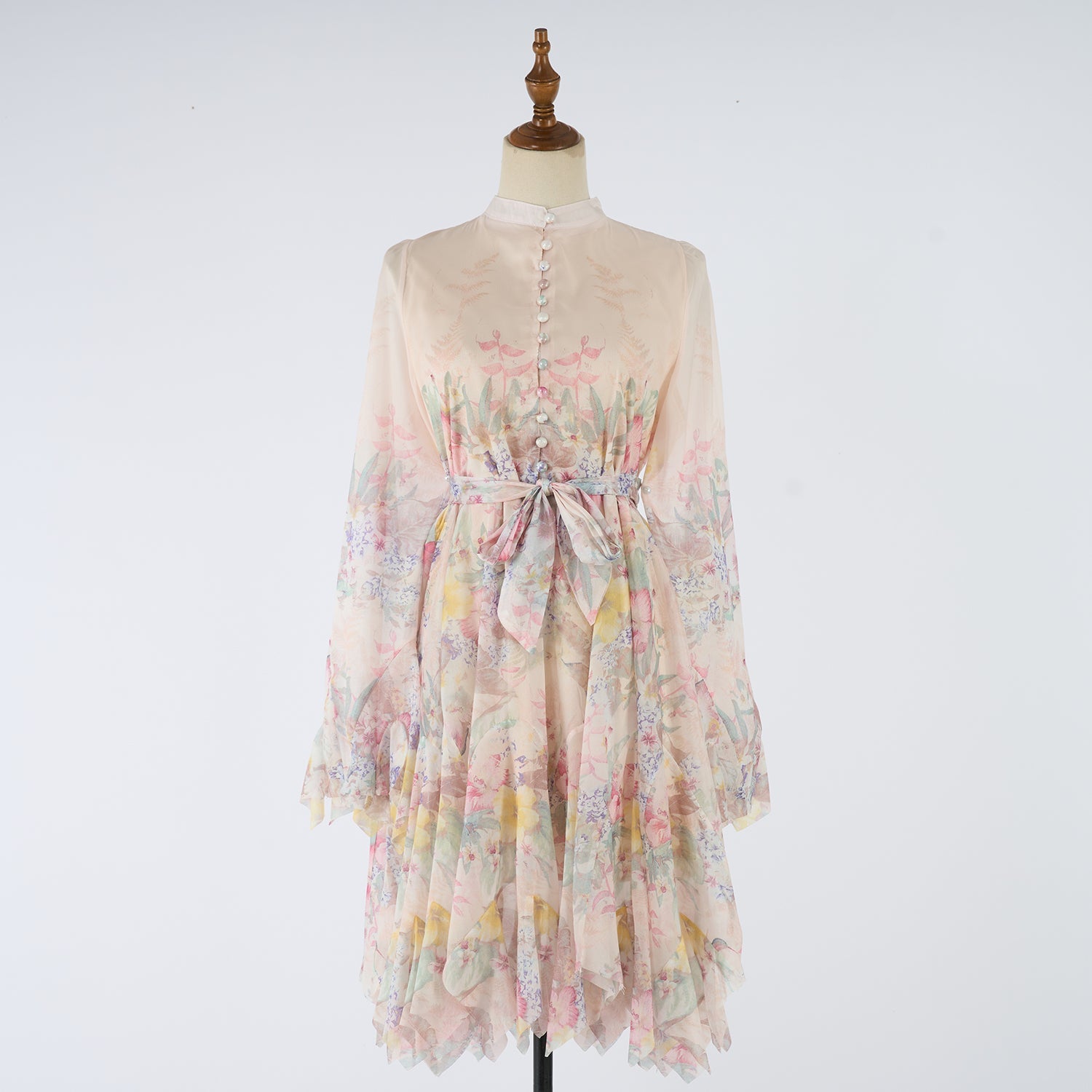 Women Short Printed Dress With Button Down Front by Ragazza