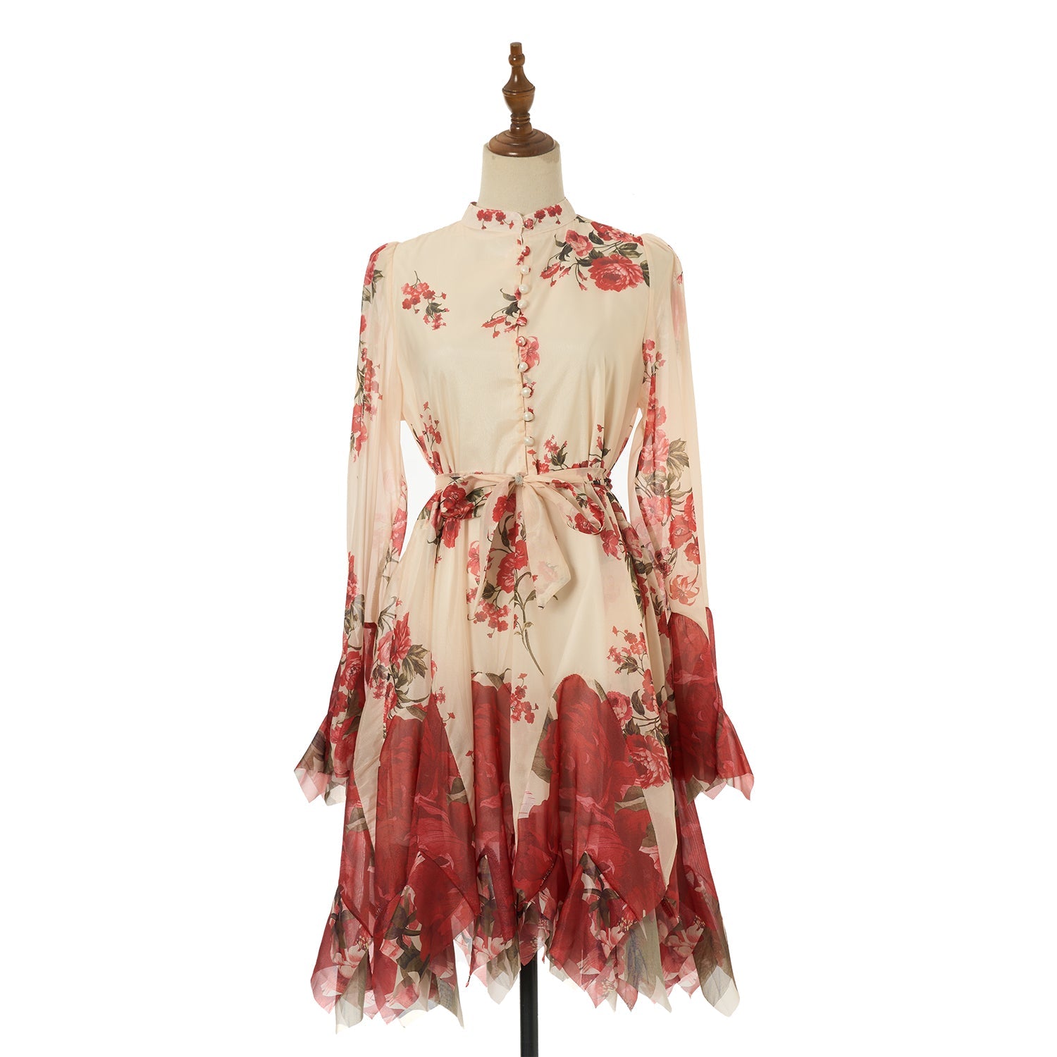 Women Short Printed Dress With Button Down Front by Ragazza
