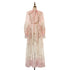 Women Loose Fitting V Neck Lantern Shaped Long Sleeved Wide Skirted Printed Dress by Ragazza
