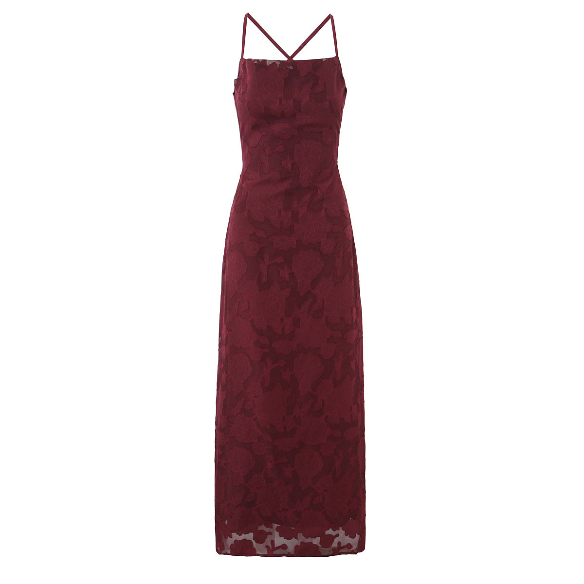 Off Shoulder Fitted Waist Backless Lace up Strap Dress Women Retro Elegant Jacquard French Maxi Dress by Ragazza