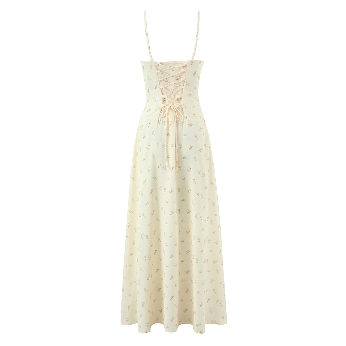Women Clothing French Yellow Floral Drawstring Strap Dress Summer Sweet Slim Fit Vacation Beautiful Dress by Ragazza