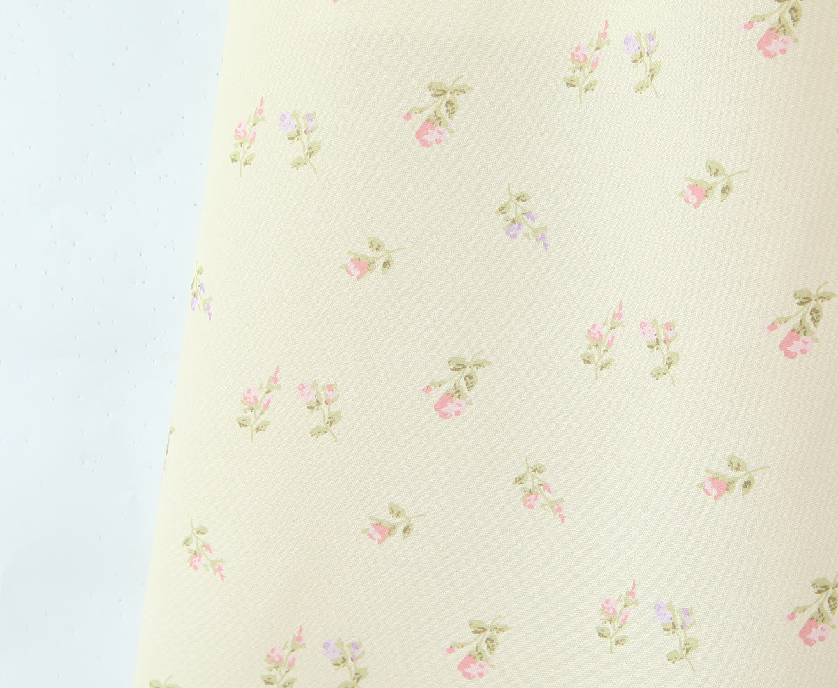 Women Clothing French Yellow Floral Drawstring Strap Dress Summer Sweet Slim Fit Vacation Beautiful Dress by Ragazza