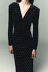Women Clothing Autumn Bright Beaded Velvet Midi Dress by Ragazza