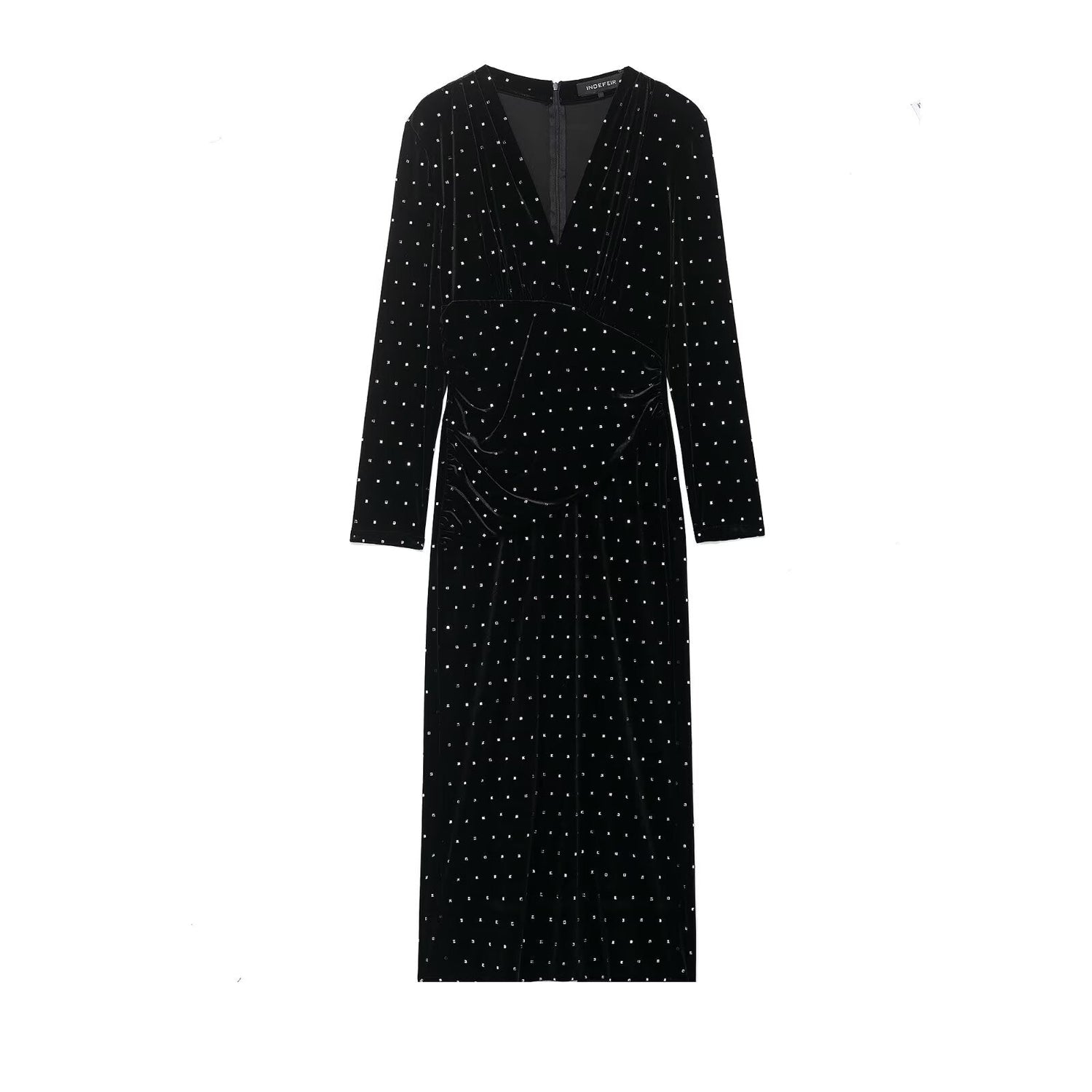 Women Clothing Autumn Bright Beaded Velvet Midi Dress by Ragazza