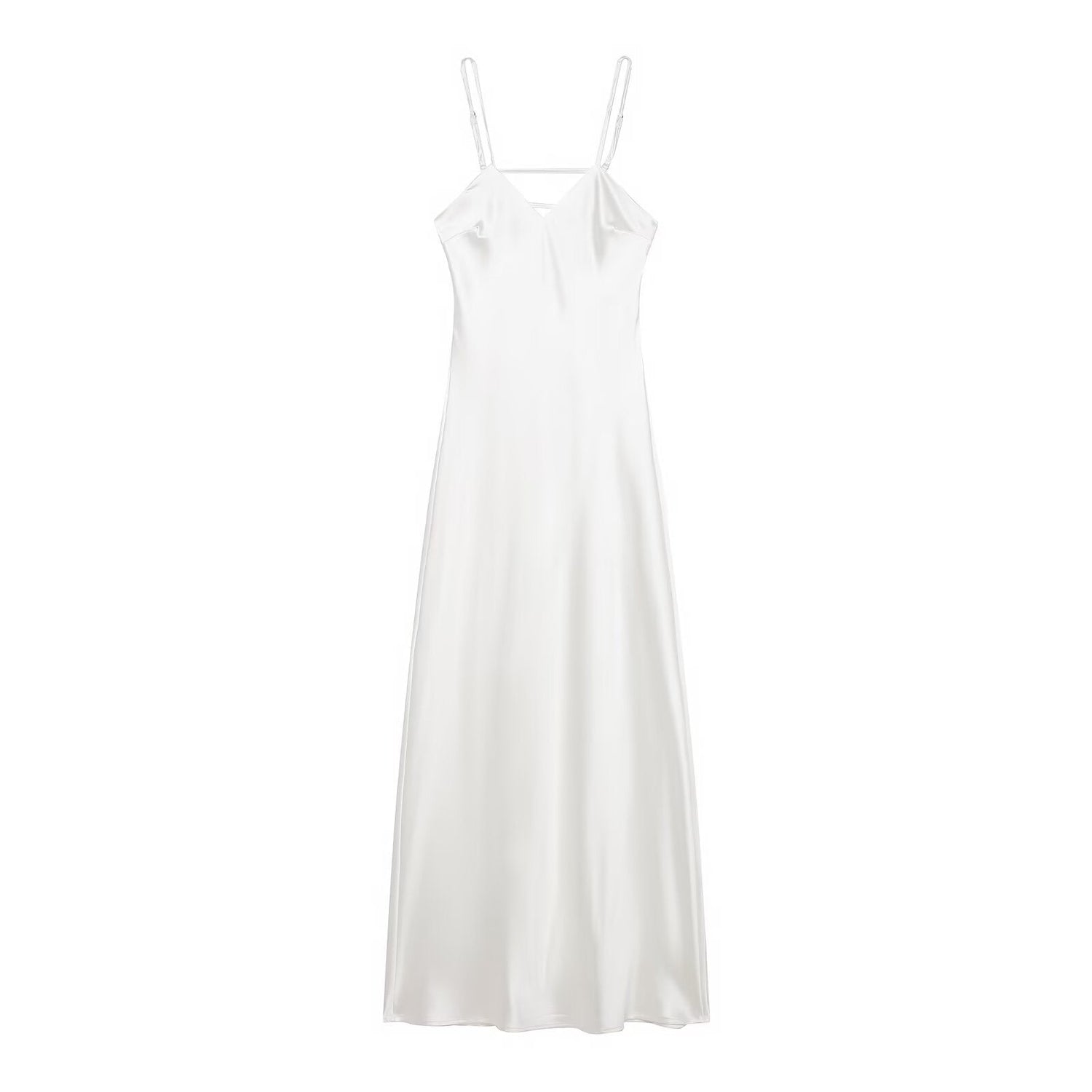 Autumn Silk Satin Texture Midi Skirt Dress by Ragazza