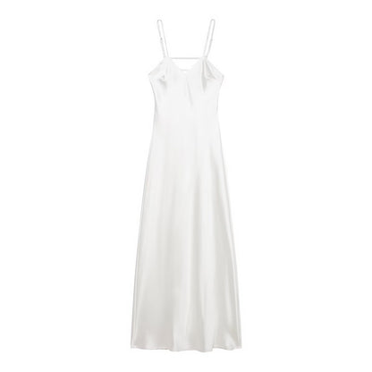 Autumn Silk Satin Texture Midi Skirt Dress by Ragazza
