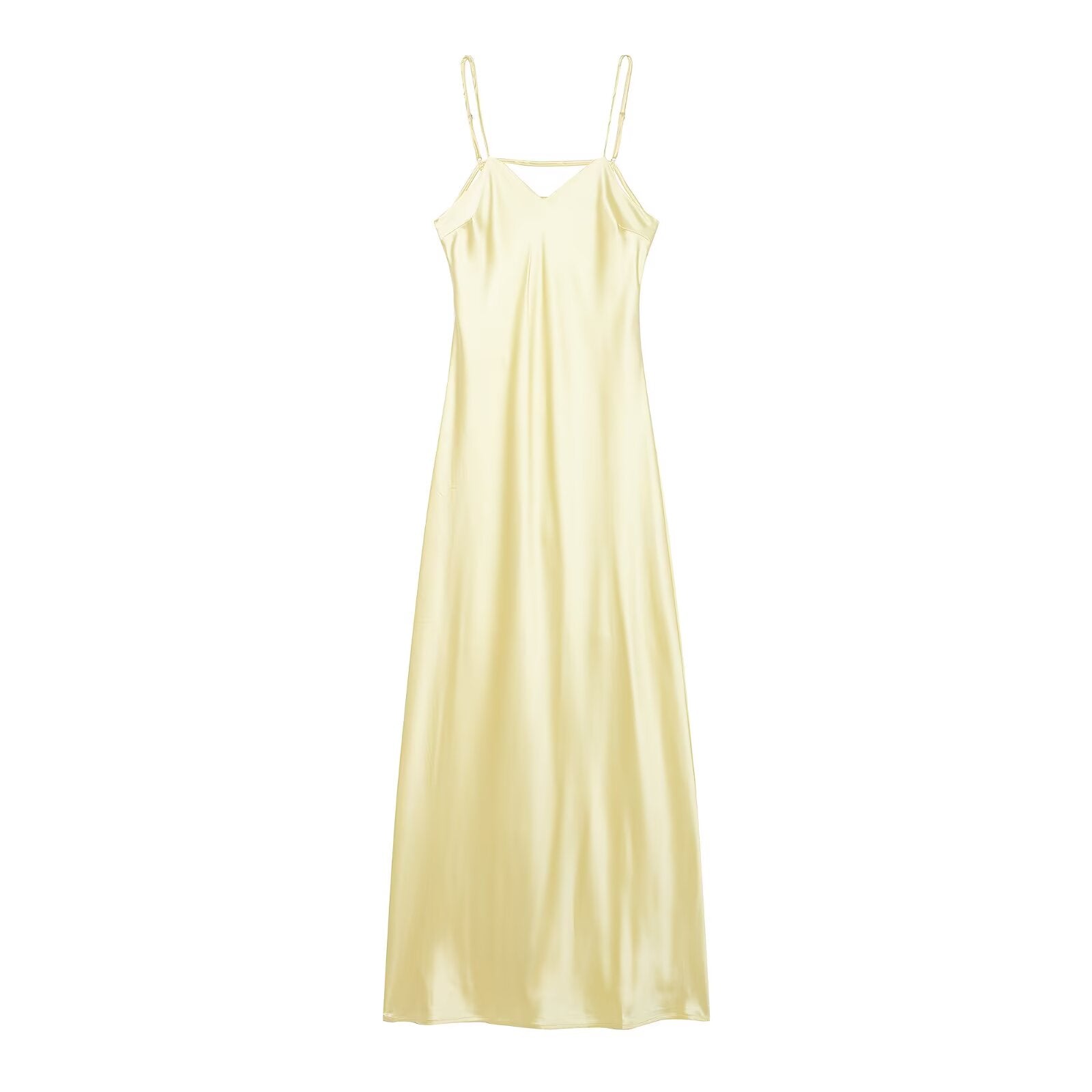 Autumn Silk Satin Texture Midi Skirt Dress by Ragazza