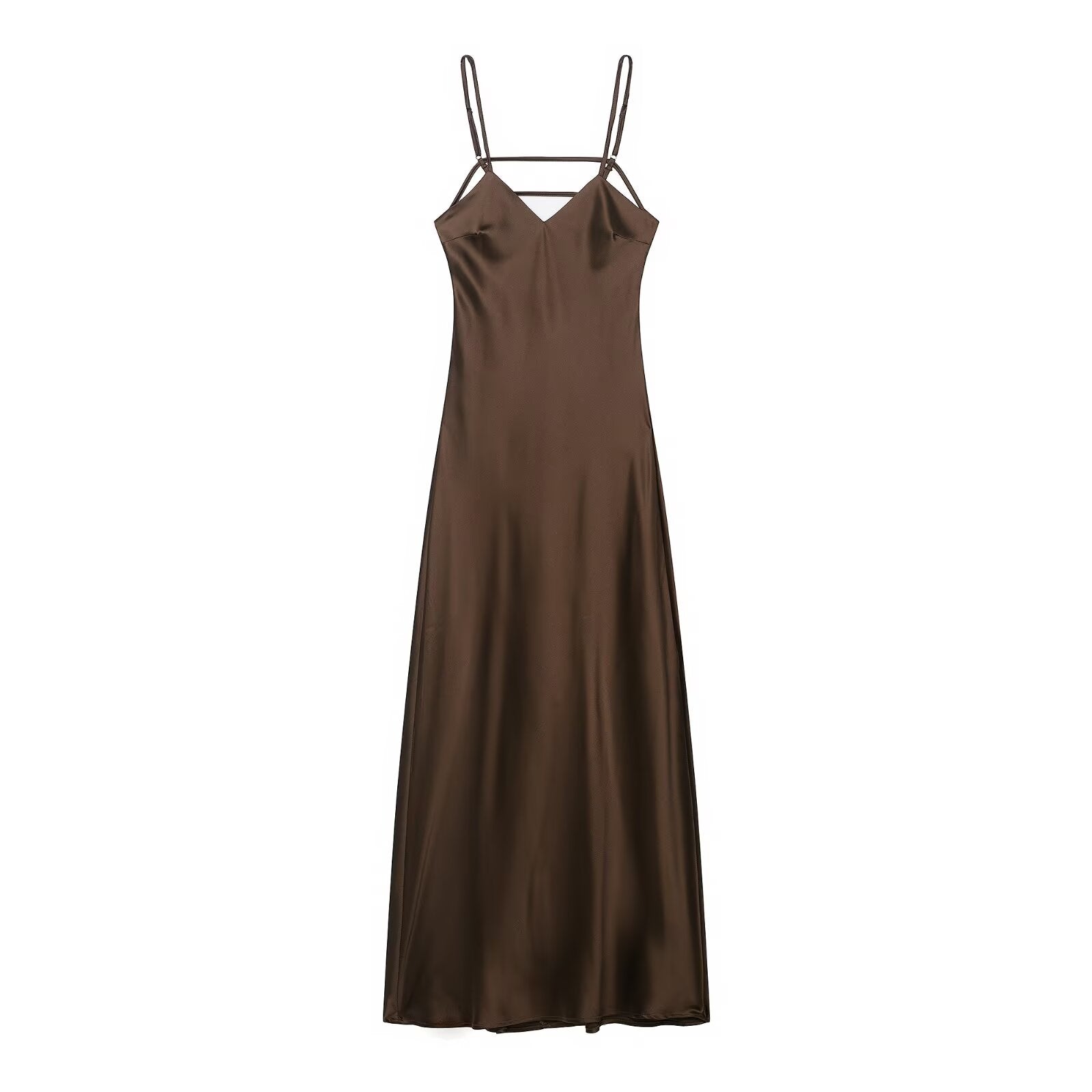 Autumn Silk Satin Texture Midi Skirt Dress by Ragazza