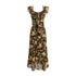 Vintage Floral Ruffled Stitching Elegant Dress Summer Tight Waist Slim Fit Seaside Holiday Midi Dress Women by Ragazza