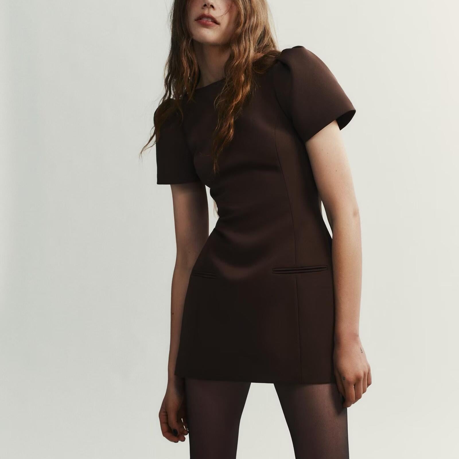 Graceful Fashionable Women Pleated Pocket Short Dress by Ragazza