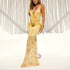 Sexy Deep V Plunge Strap Printed Slim Fit Maxi Dress Dress by Ragazza