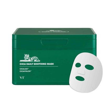 CICA Daily Soothing Mask 30 Sheets, Centella Asiatica &amp; Hyaluronic Acid for Moisturizing &amp; Hydrating, Instant Calm &amp; Glow, Skin Softening Facial Mask, Korean Face Mask