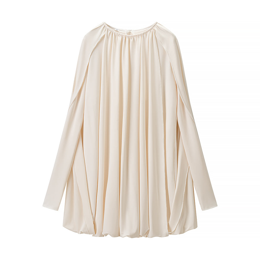 Women Clothing Winter Stylish Graceful Simple Cape Pleated Loose Dress by Ragazza