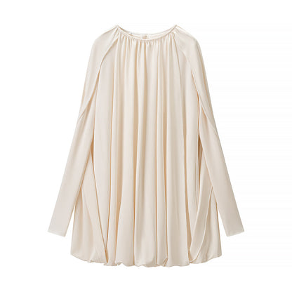 Women Clothing Winter Stylish Graceful Simple Cape Pleated Loose Dress by Ragazza