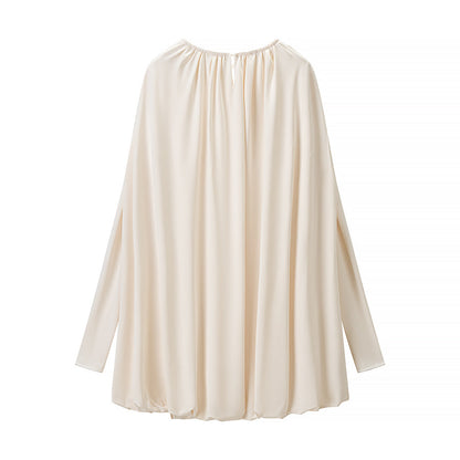 Women Clothing Winter Stylish Graceful Simple Cape Pleated Loose Dress by Ragazza