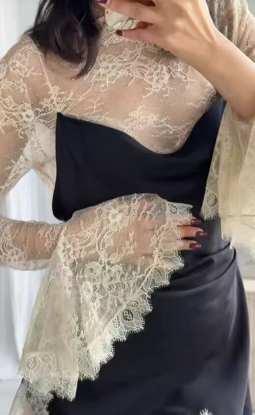 Women Clothing Product Lace Lined Black Camisole Dress by Ragazza