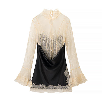 Women Clothing Product Lace Lined Black Camisole Dress by Ragazza