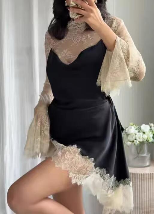 Women Clothing Product Lace Lined Black Camisole Dress by Ragazza