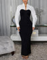 Spring Autumn Women Collared Shirt Long Sleeve Stitching Waisted Slim Fit Package Hip Split Maxi Dress by Ragazza