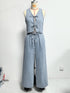 Women Spring Summer Sleeveless Lace up Vest Lace up Wide Leg Jeans Denim Set by Ragazza