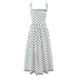 French Retro Dots Printed Lace Trim Holiday Dress Summer Waist Trimming Lace up Slim Fit Holiday Cami Long Dress by Ragazza