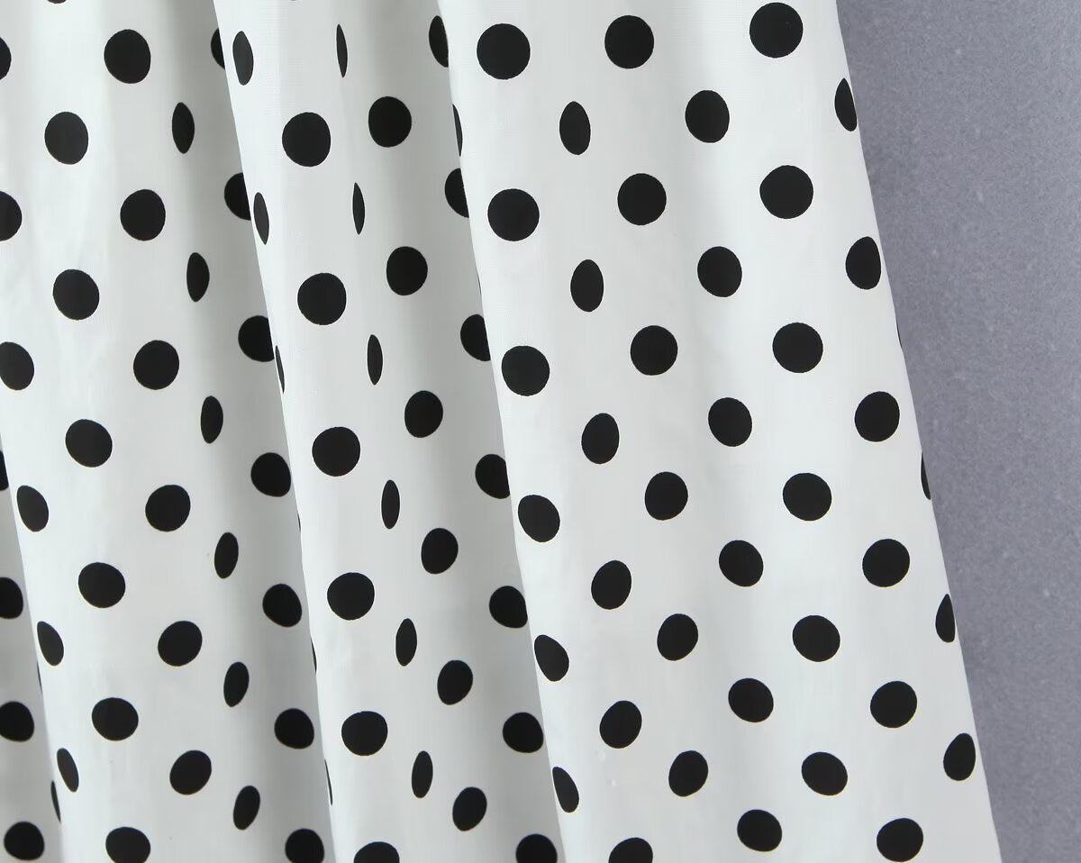 French Retro Dots Printed Lace Trim Holiday Dress Summer Waist Trimming Lace up Slim Fit Holiday Cami Long Dress by Ragazza
