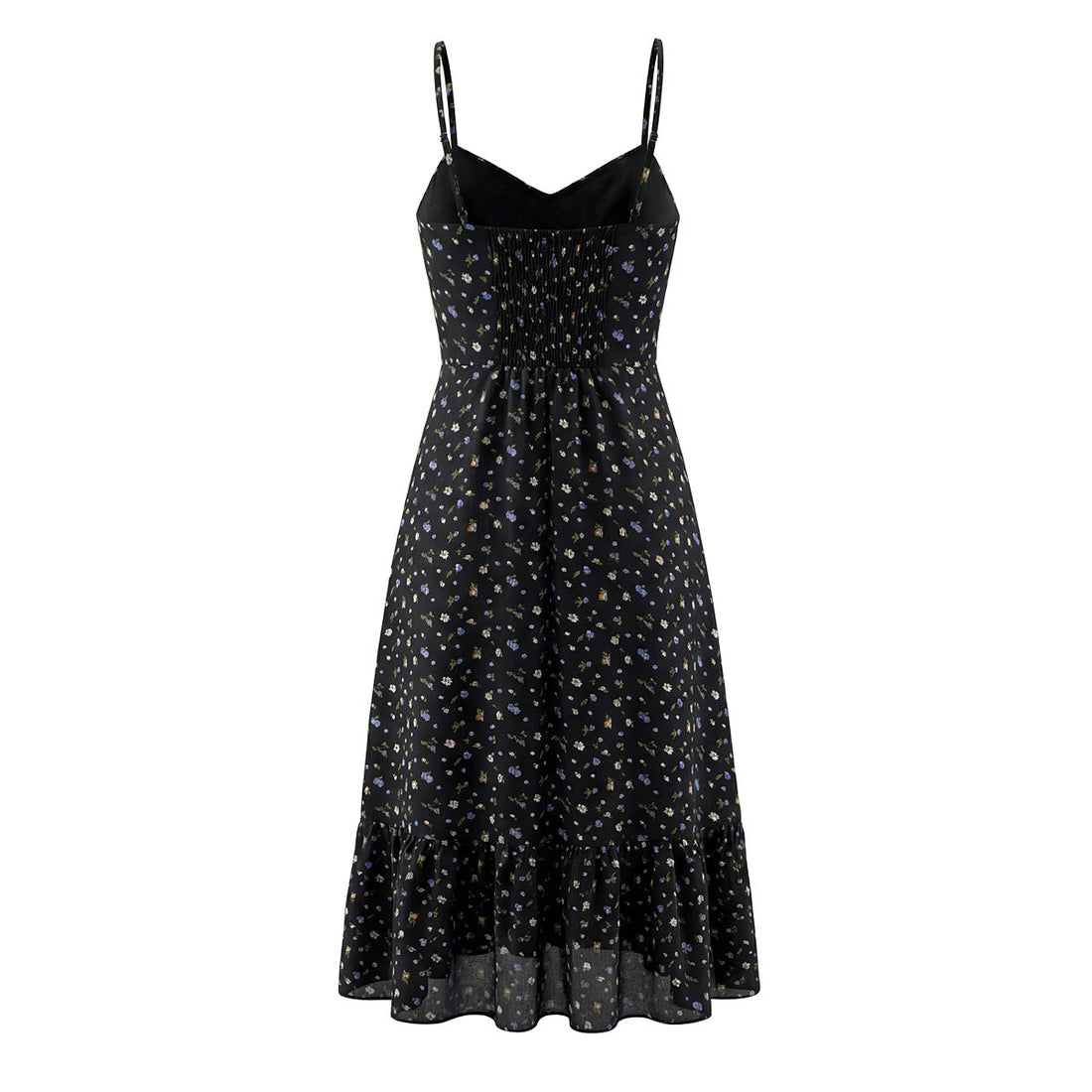 Spring French Floral Printed Waist Controlled Slimming All Matching Long Strap Dress by Ragazza