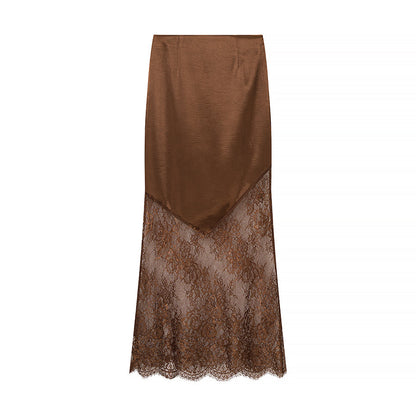 Women Clothing Top Product Sexy Lace Stitching Midi Dress by Ragazza
