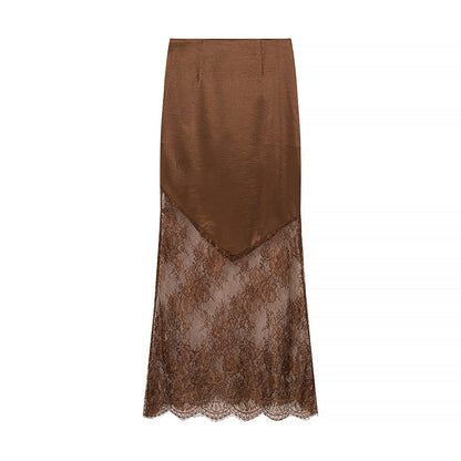 Women Clothing Top Product Sexy Lace Stitching Midi Dress by Ragazza