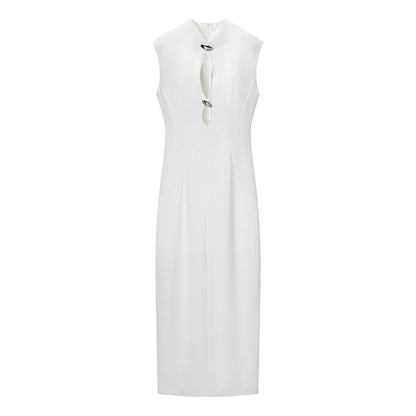 Autumn Winter Sexy Sexy Solid Color Slim Sleeveless Hollow Out Cutout Dress by Ragazza