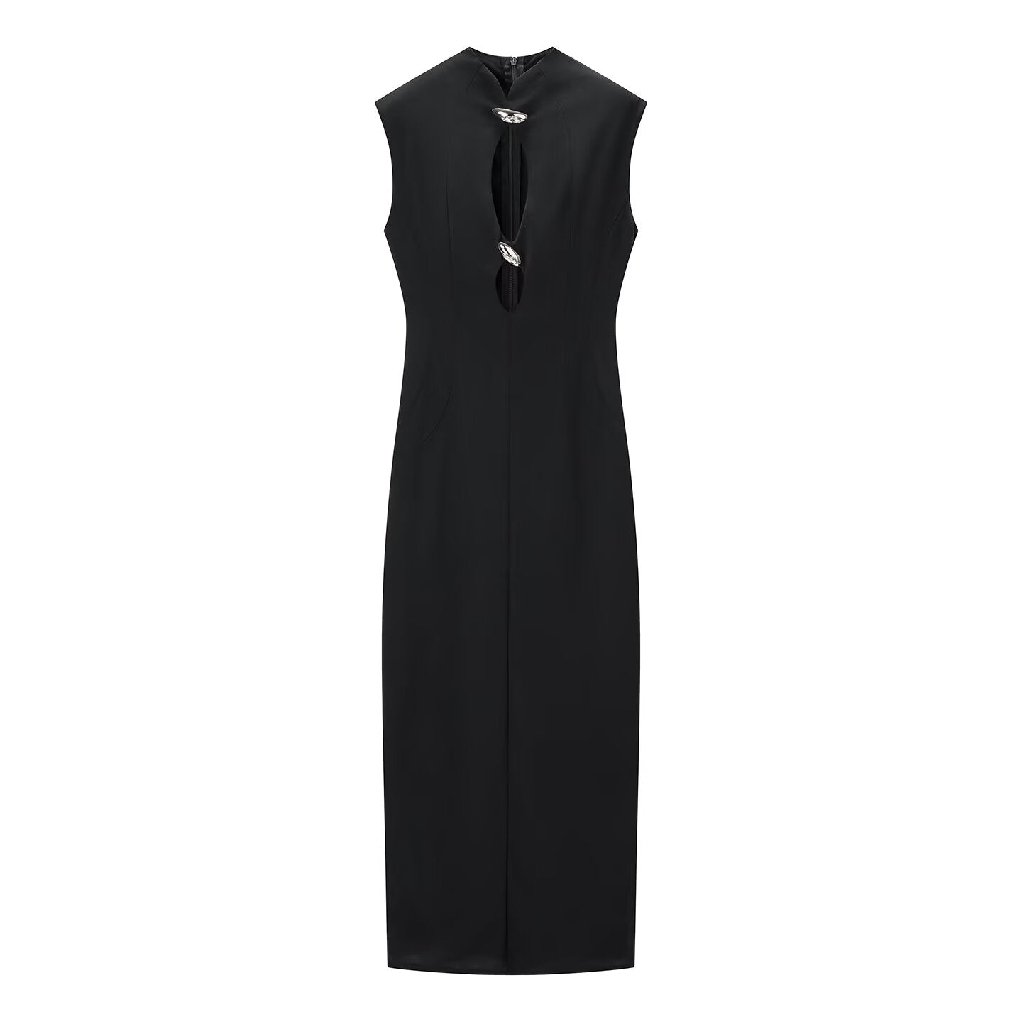 Autumn Winter Sexy Sexy Solid Color Slim Sleeveless Hollow Out Cutout Dress by Ragazza