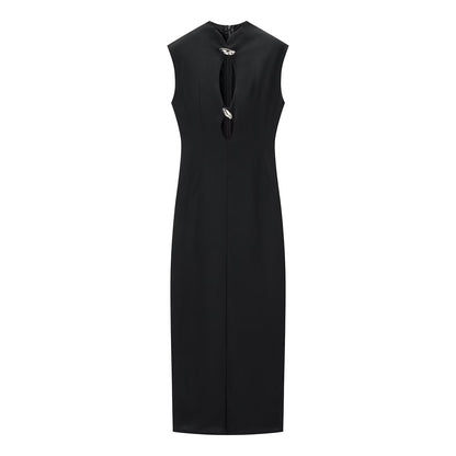 Autumn Winter Sexy Sexy Solid Color Slim Sleeveless Hollow Out Cutout Dress by Ragazza