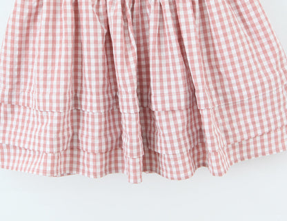 Women Clothing Spring Sweet Youthful Short Slim Plaid Waist Tight A line Dress by Ragazza