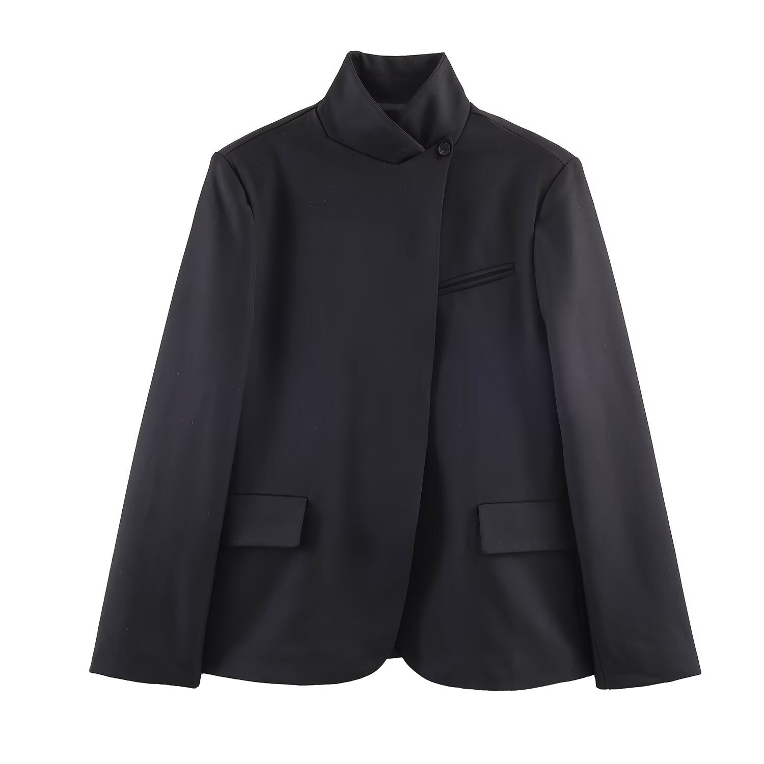 Autumn Winter Stand up Collar Blazer Mid Waist Wide Leg Trousers by Ragazza