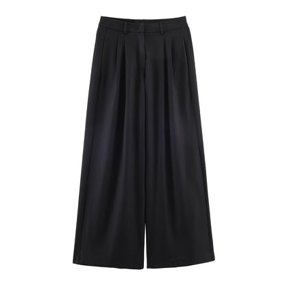 Autumn Winter Stand up Collar Blazer Mid Waist Wide Leg Trousers by Ragazza