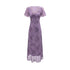 Elegant Slimming V Neckline Pullover Lace Stitching Design Dress Lace up Waist Tight Purple Dress by Ragazza