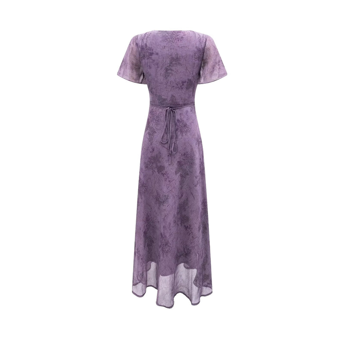 Elegant Slimming V Neckline Pullover Lace Stitching Design Dress Lace up Waist Tight Purple Dress by Ragazza