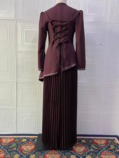 Fall Solid Color Rhinestone French Dress Twet by Ragazza