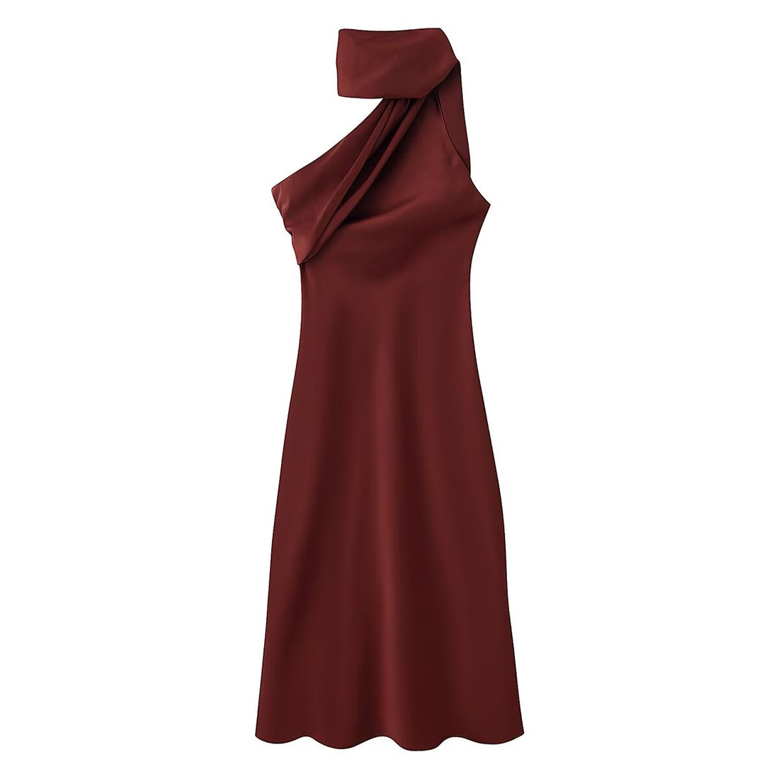 Women Clothing Summer Elegant Slimming Asymmetric Scarf Midi Dress by Ragazza