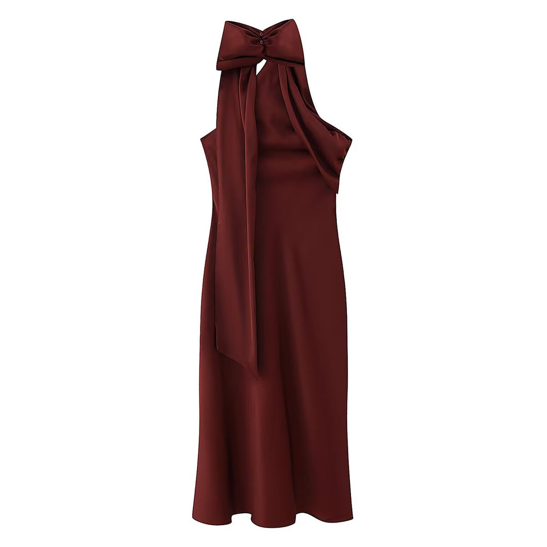 Women Clothing Summer Elegant Slimming Asymmetric Scarf Midi Dress by Ragazza