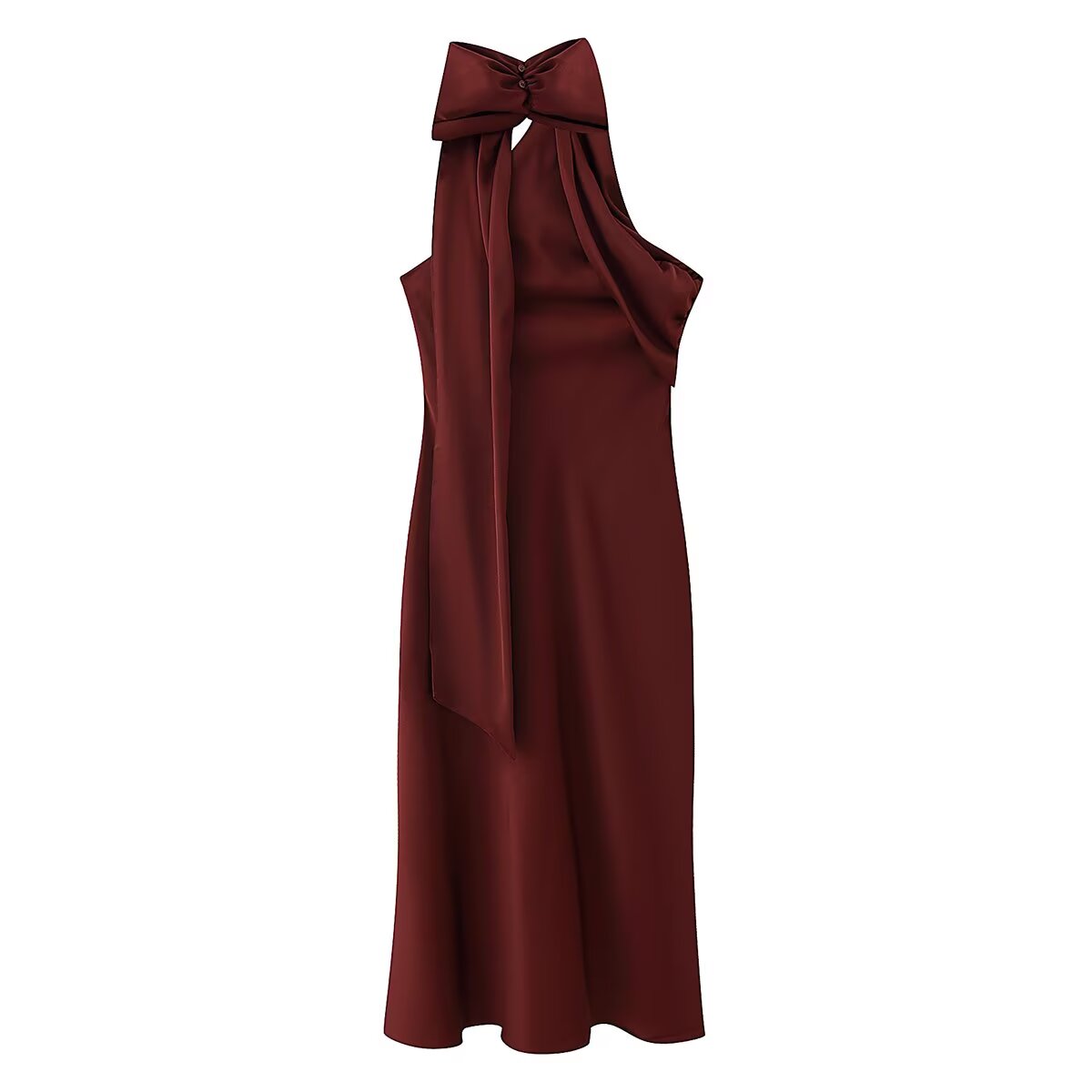Women Clothing Summer Elegant Slimming Asymmetric Scarf Midi Dress by Ragazza