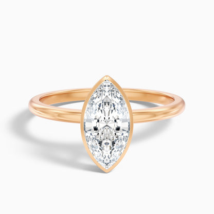 Stacy 2 Carat Marquise Cut Bezel Set Solitaire Moissanite Engagement Ring in 18k White Gold