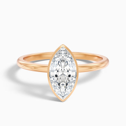 Leah 5 Carat Marquise Cut Bezel Set Lab Grown Diamond Ring in 925 Sterling Silver