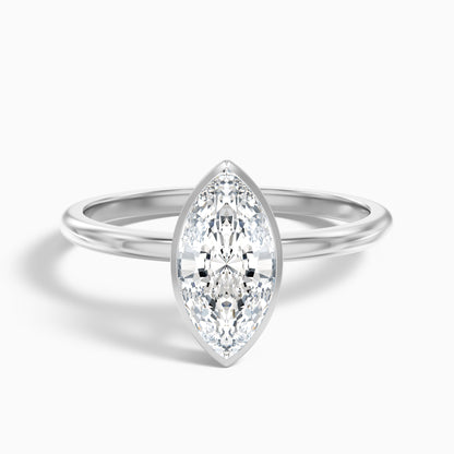 Leah 5 Carat Marquise Cut Bezel Set Lab Grown Diamond Ring in 925 Sterling Silver